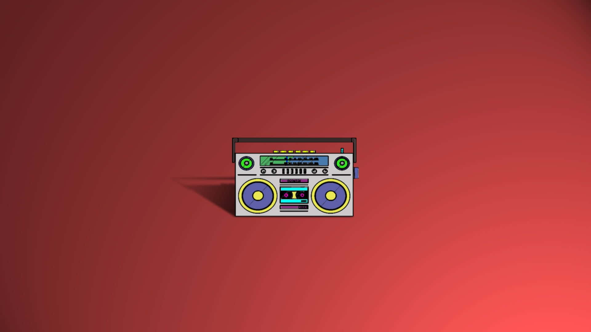 Tiny Gray Boombox In Red Wallpaper