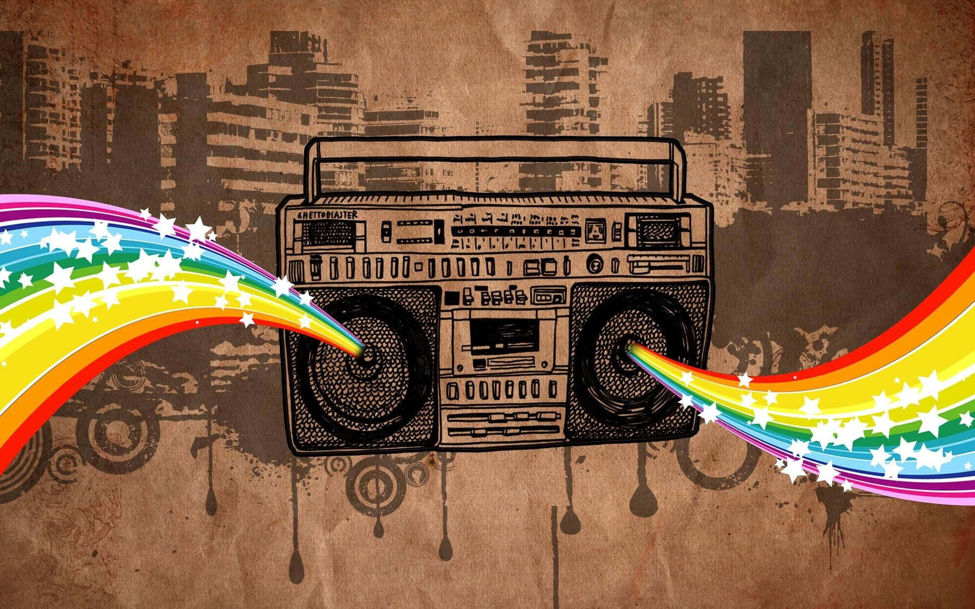 Vintage Boombox With Rainbow Colors Wallpaper