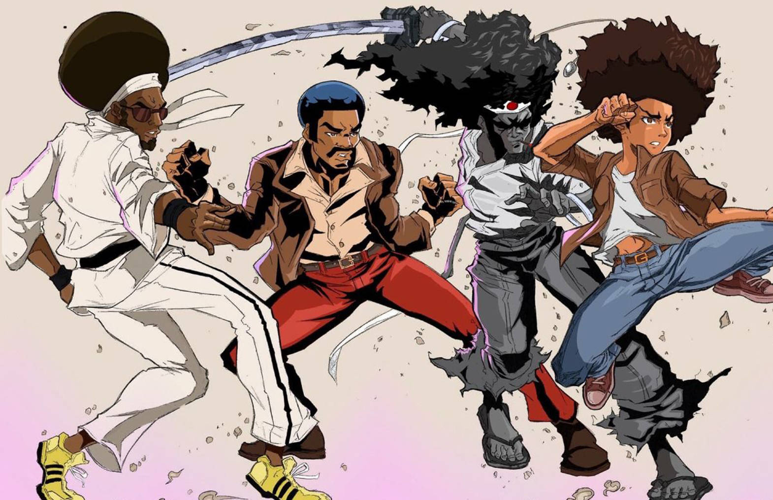 Boondocks Characters In Bold And Colorful Artistic Illustration Wallpaper