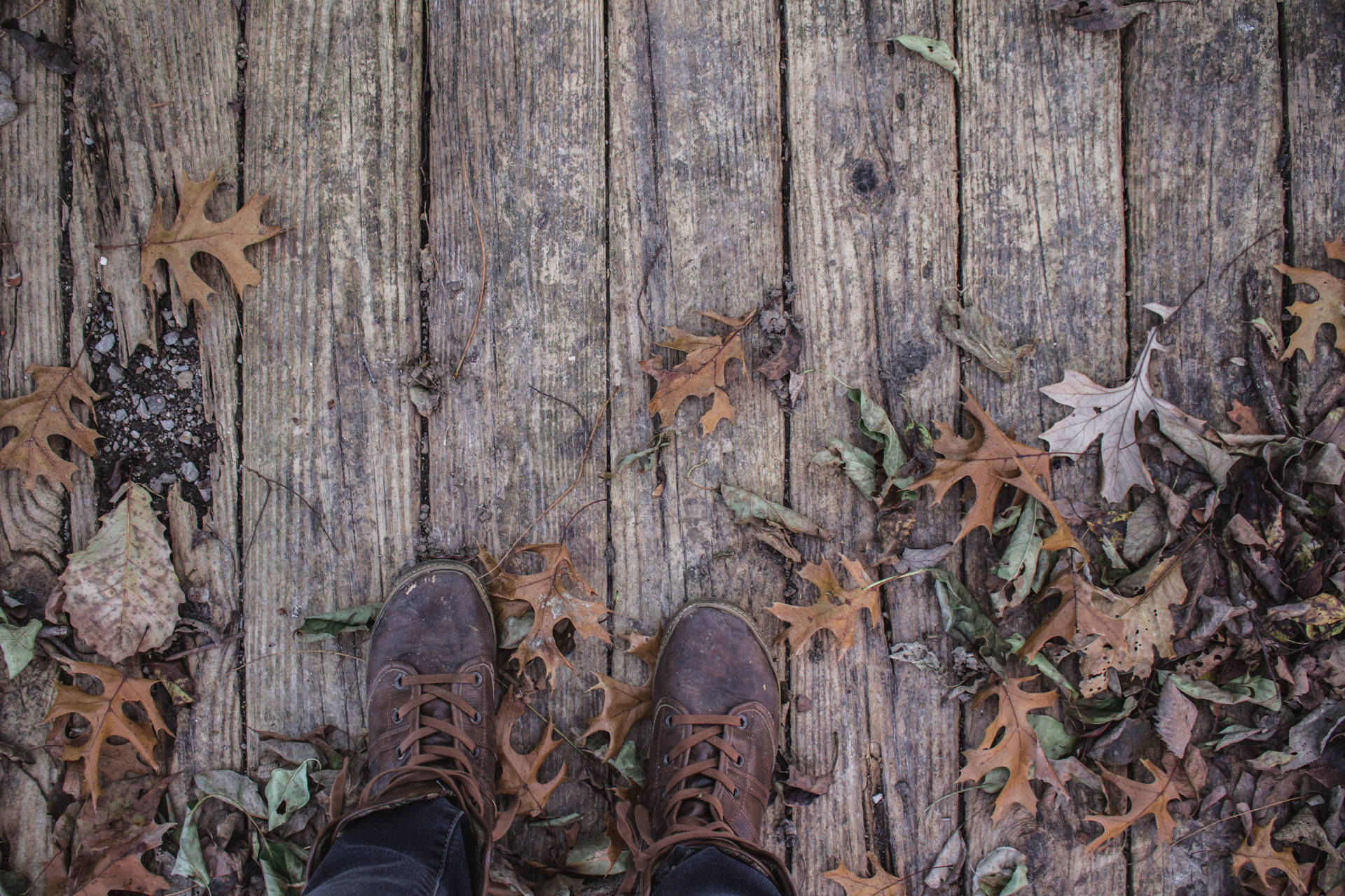 Boots And Rustic Fall Leaves Wallpaper