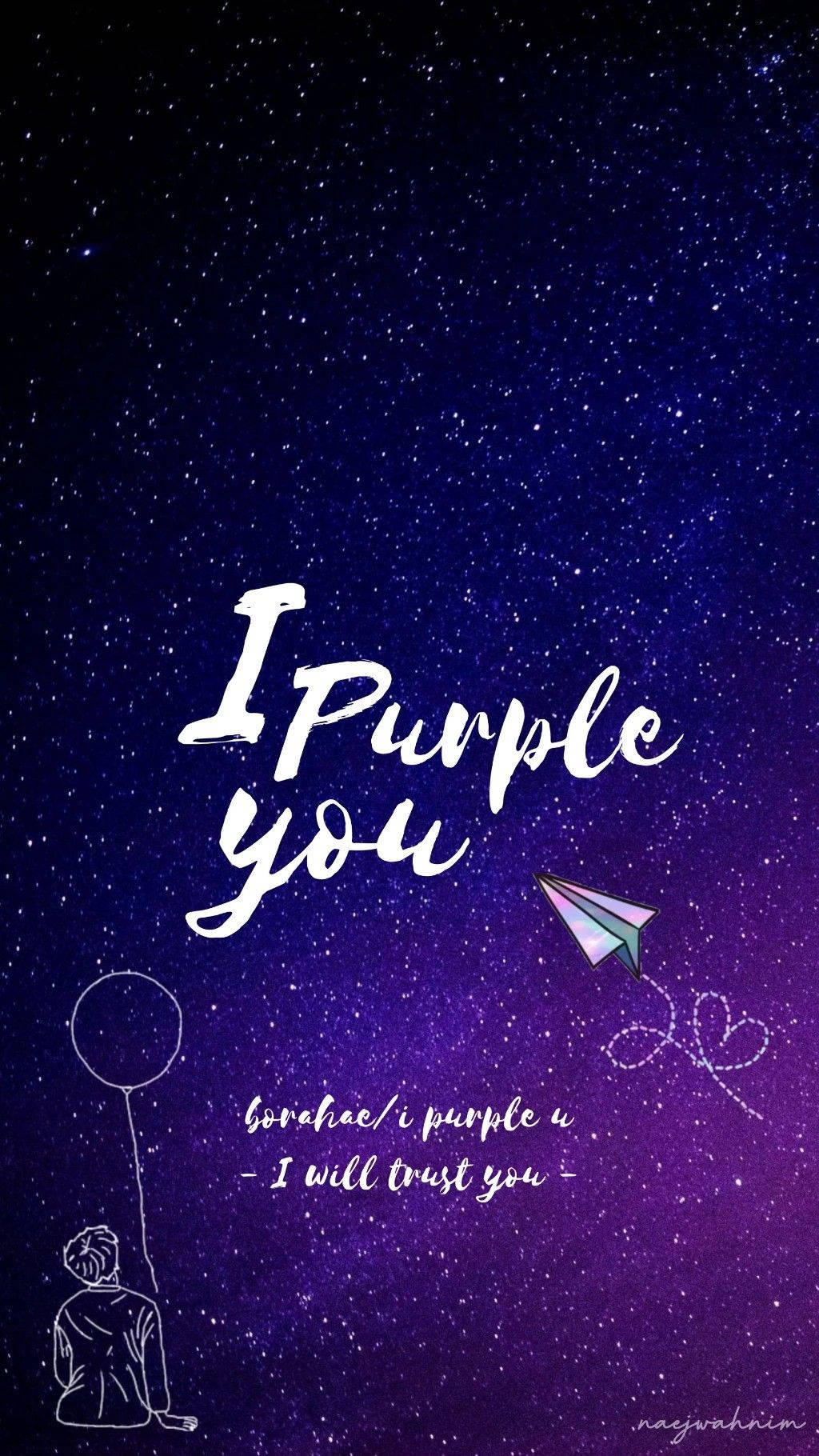 Borahae Pastel Purple Galaxy Theme Wallpaper