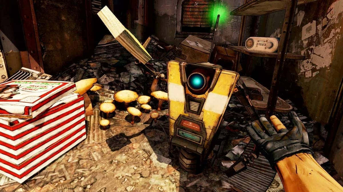 Claptrap Dan Pandangan Pertama Pemain Borderlands2 Wallpaper