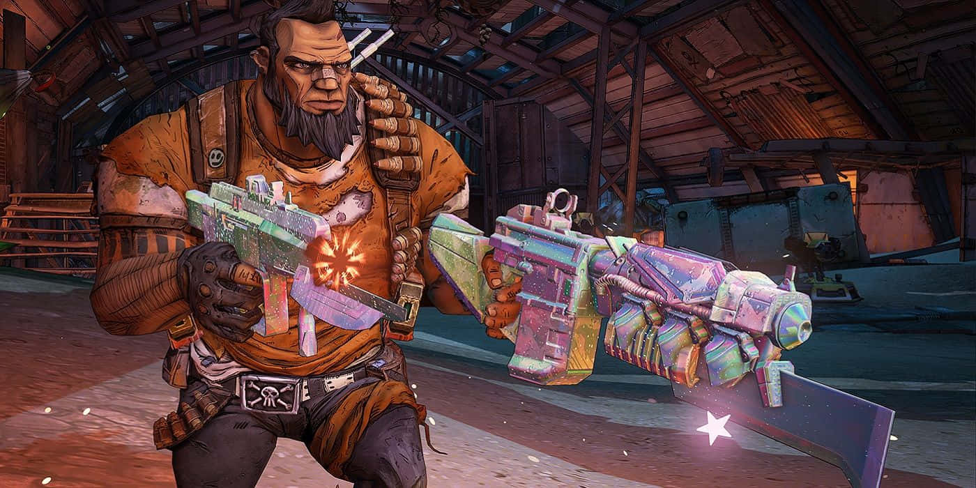 Karakter Borderlands2 Memegang Senjata Wallpaper