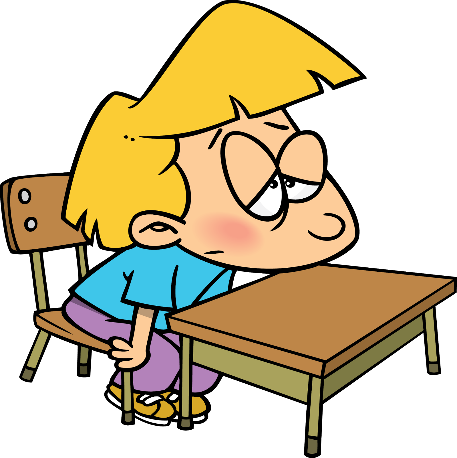 Bored Blond Child Cartoon PNG