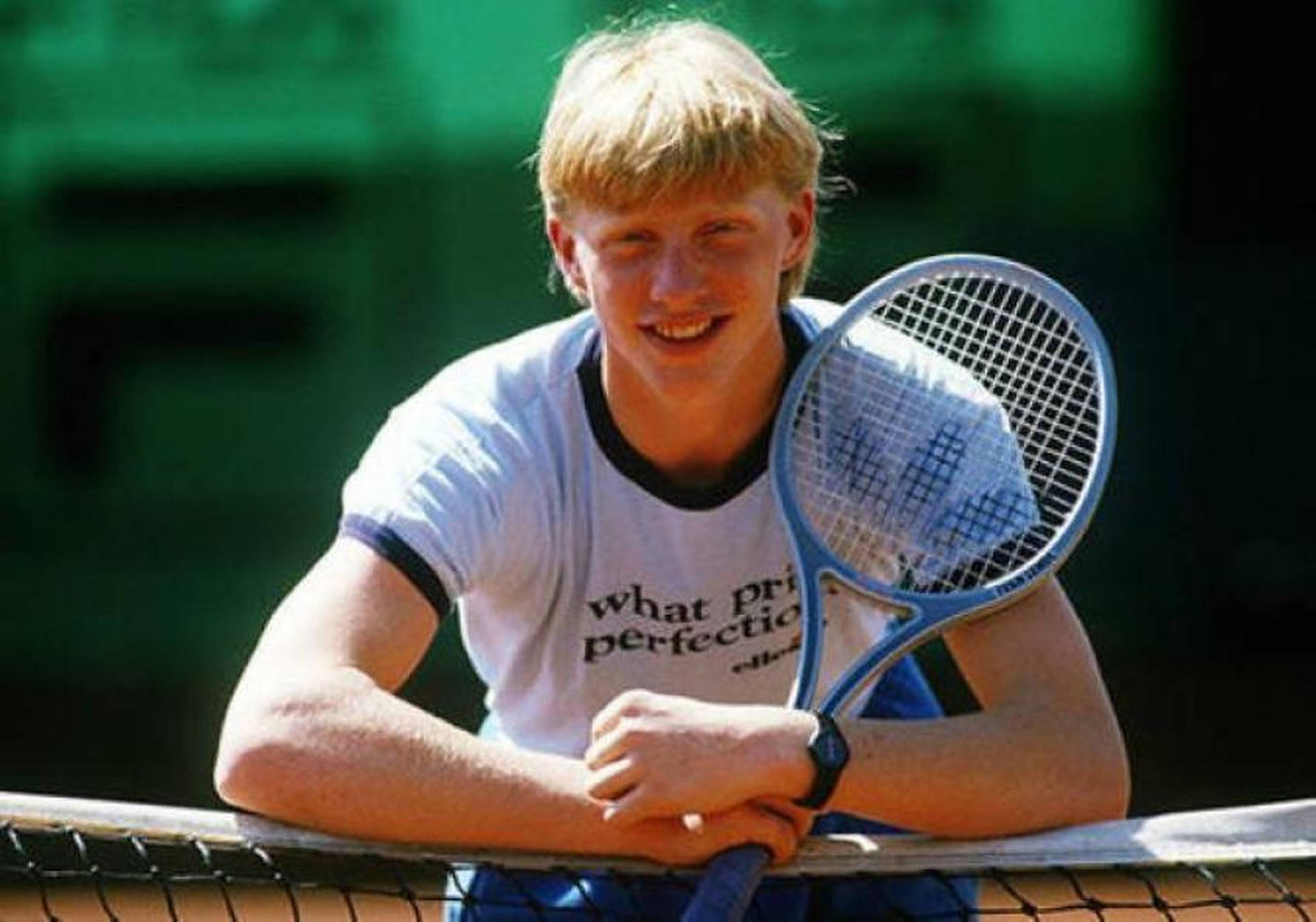 Boris Becker In Full Competitive Swing Wallpaper