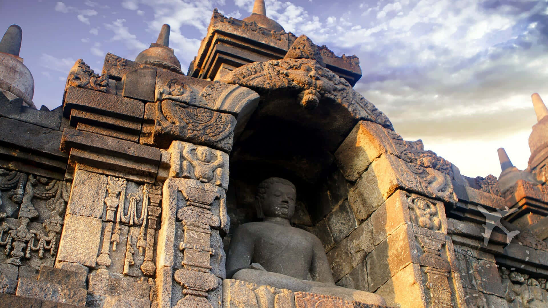 Vistamaestosa Dell'antico Tempio Di Borobudur Sfondo