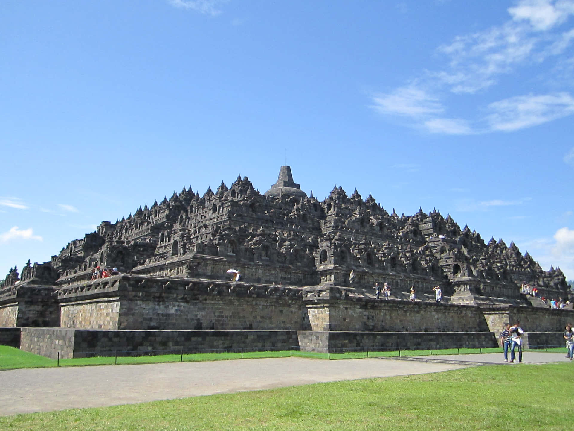 Tempiodi Borobudur Riempito Di Stupas Sfondo
