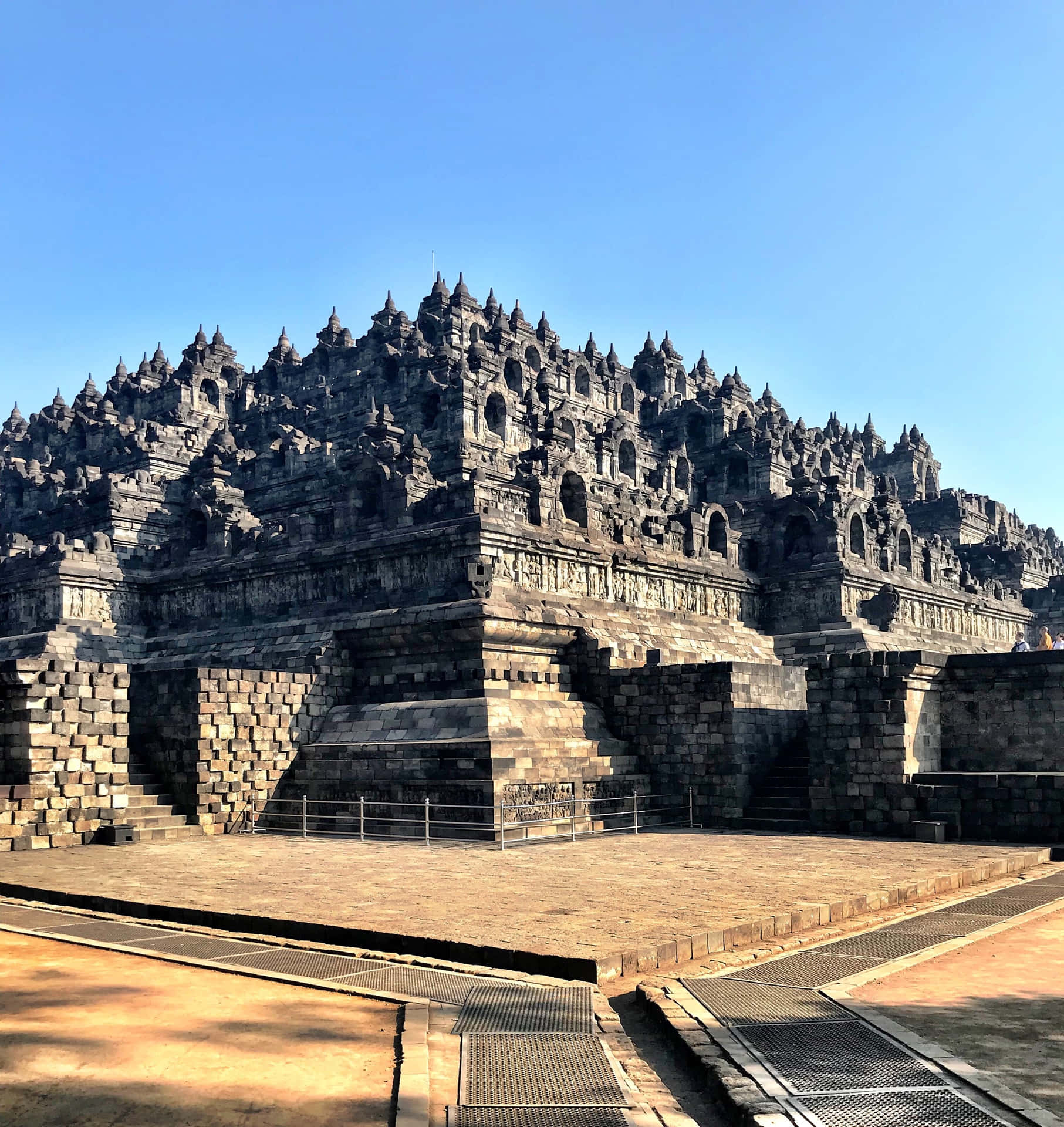 Terrazzequadrate Del Tempio Di Borobudur Sfondo