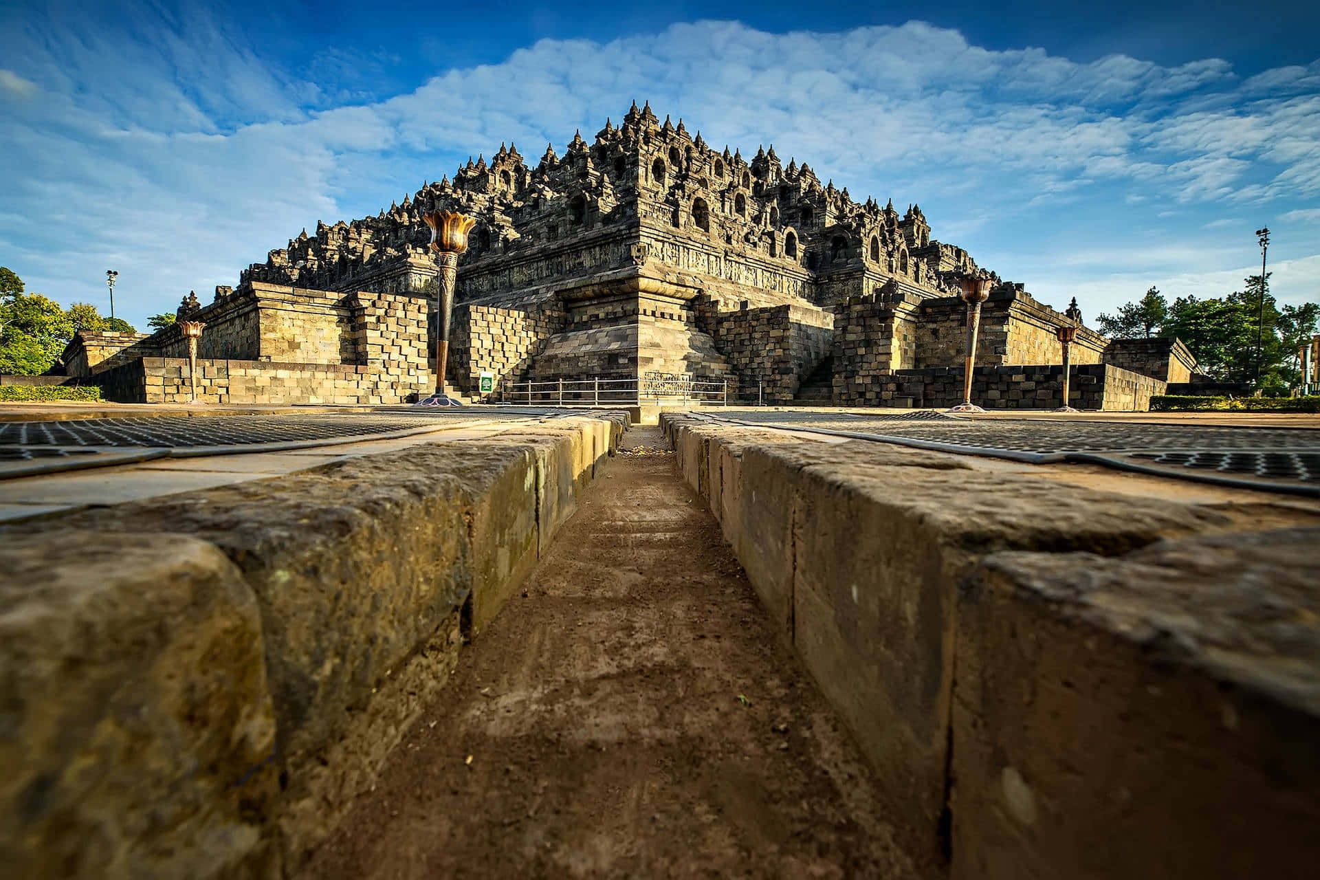 Borobudur Temple With A Perfectly Blue Sky Wallpaper