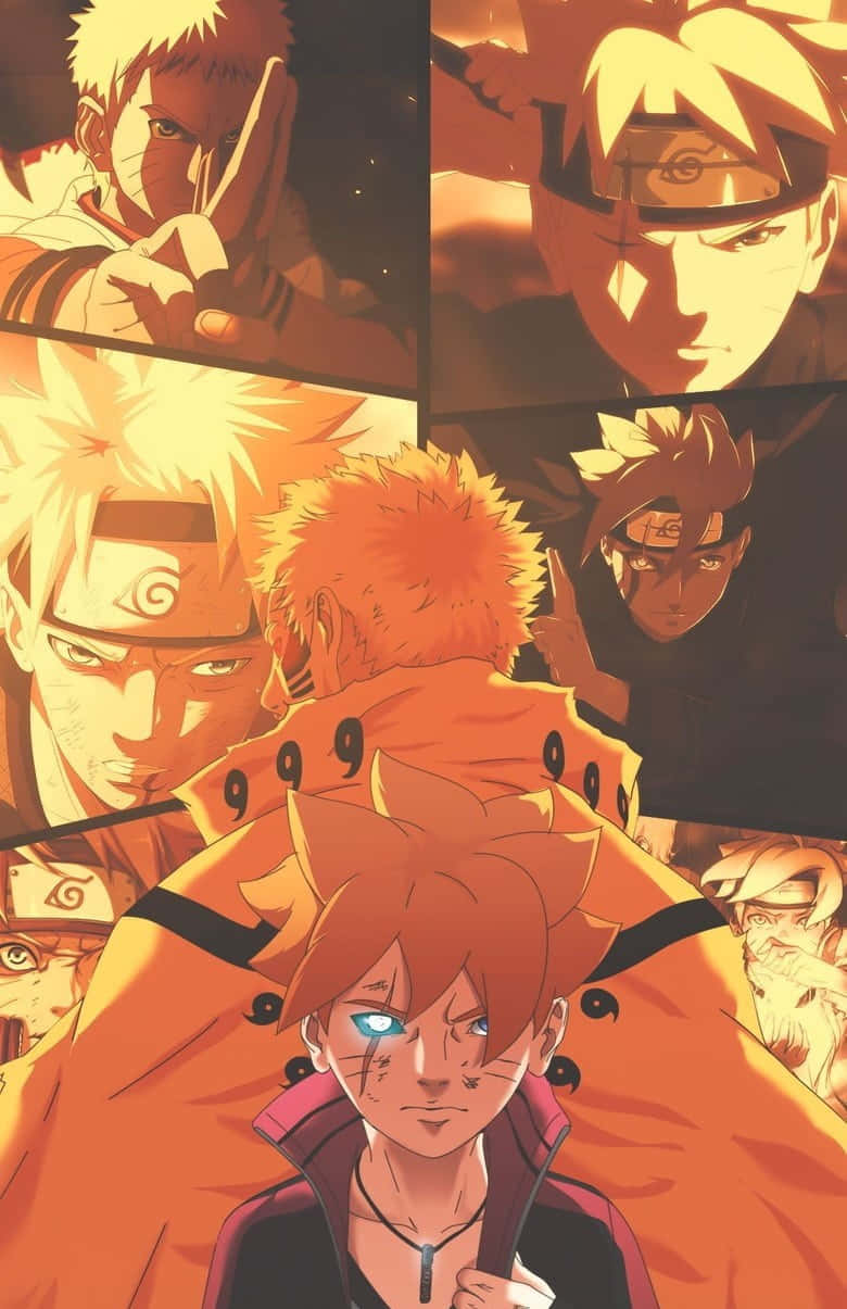 Father and son, Naruto and Boruto, ready for battle Wallpaper