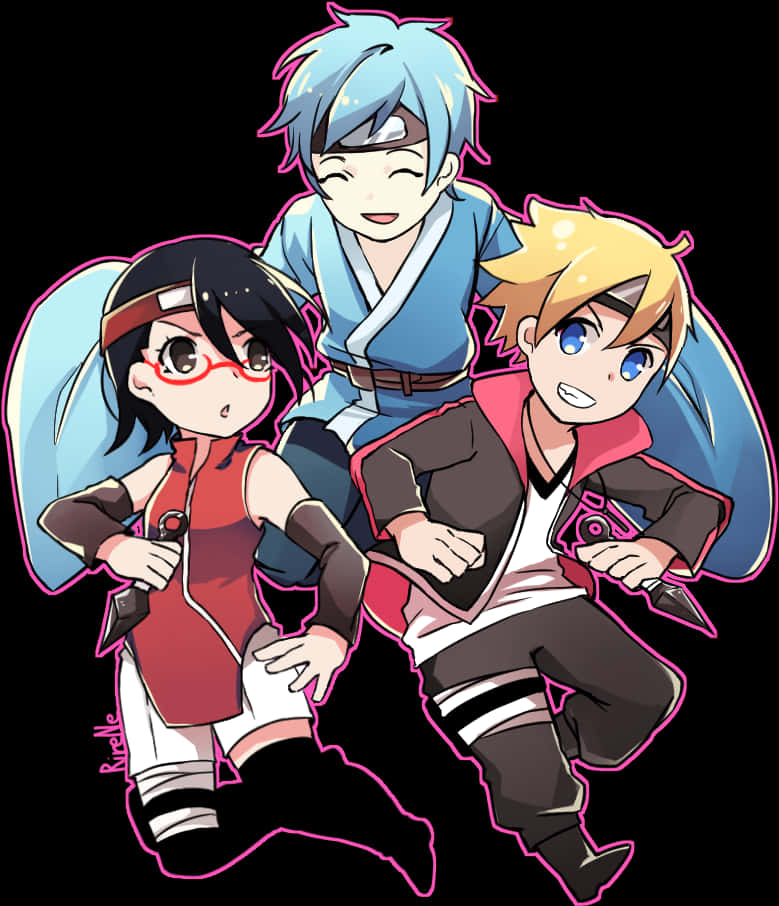 Download Boruto Team7 Chibi Artwork | Wallpapers.com