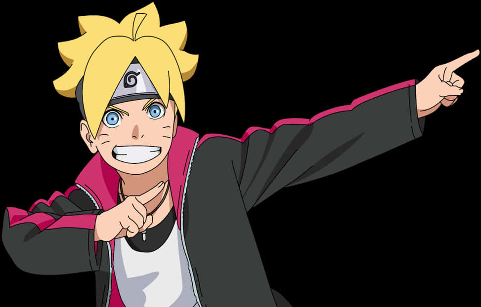 Boruto Uzumaki Pointing Action Pose PNG