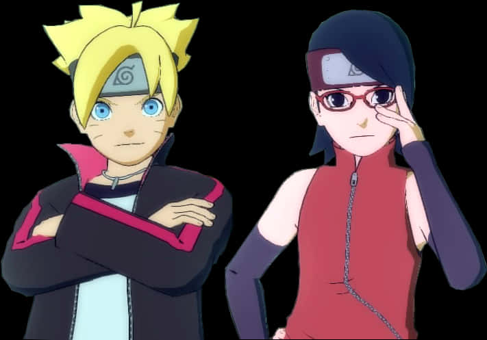 Borutoand Sarada Pose Together PNG