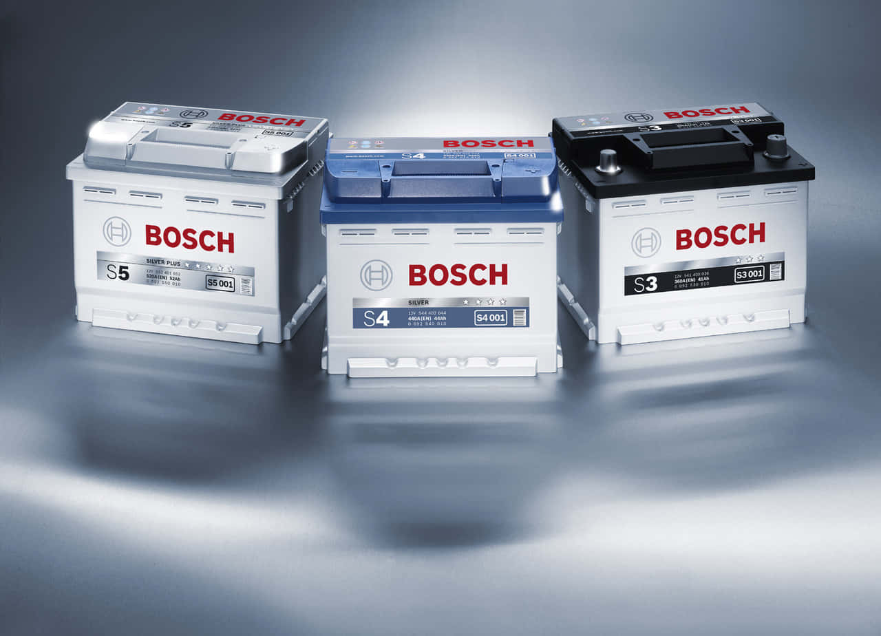 Bosch Brand Batteries White Aesthetic Wallpaper