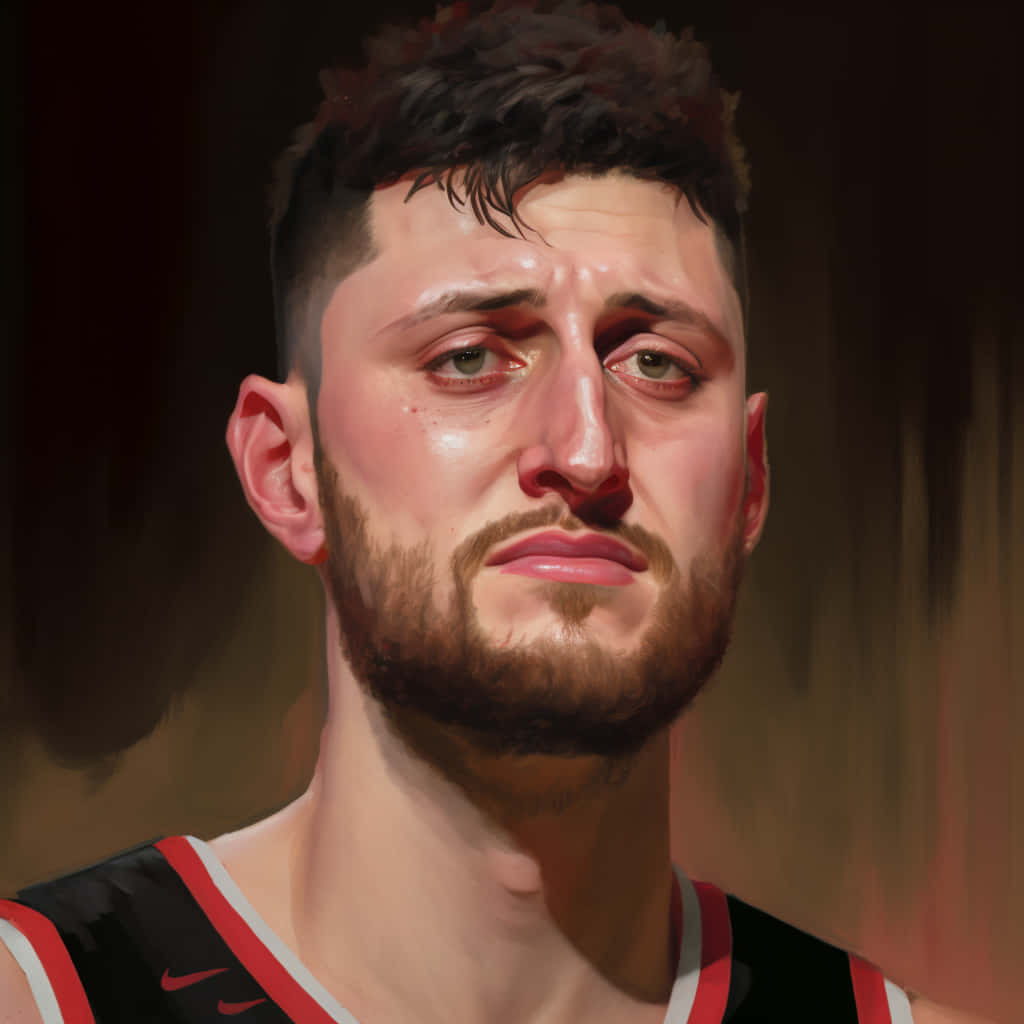 Bosniskprofessionell Basketspelare Jusuf Nurkics Digitala Illustration. Wallpaper