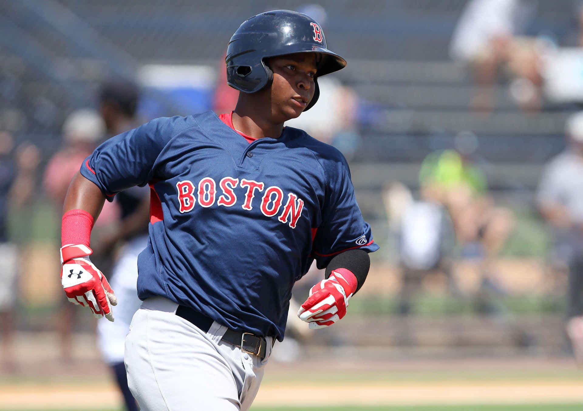 Boston Baseball Player Running After Hit Wallpaper