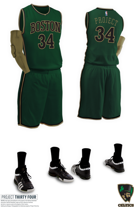 Boston Basketball Jerseyand Shoes Set PNG