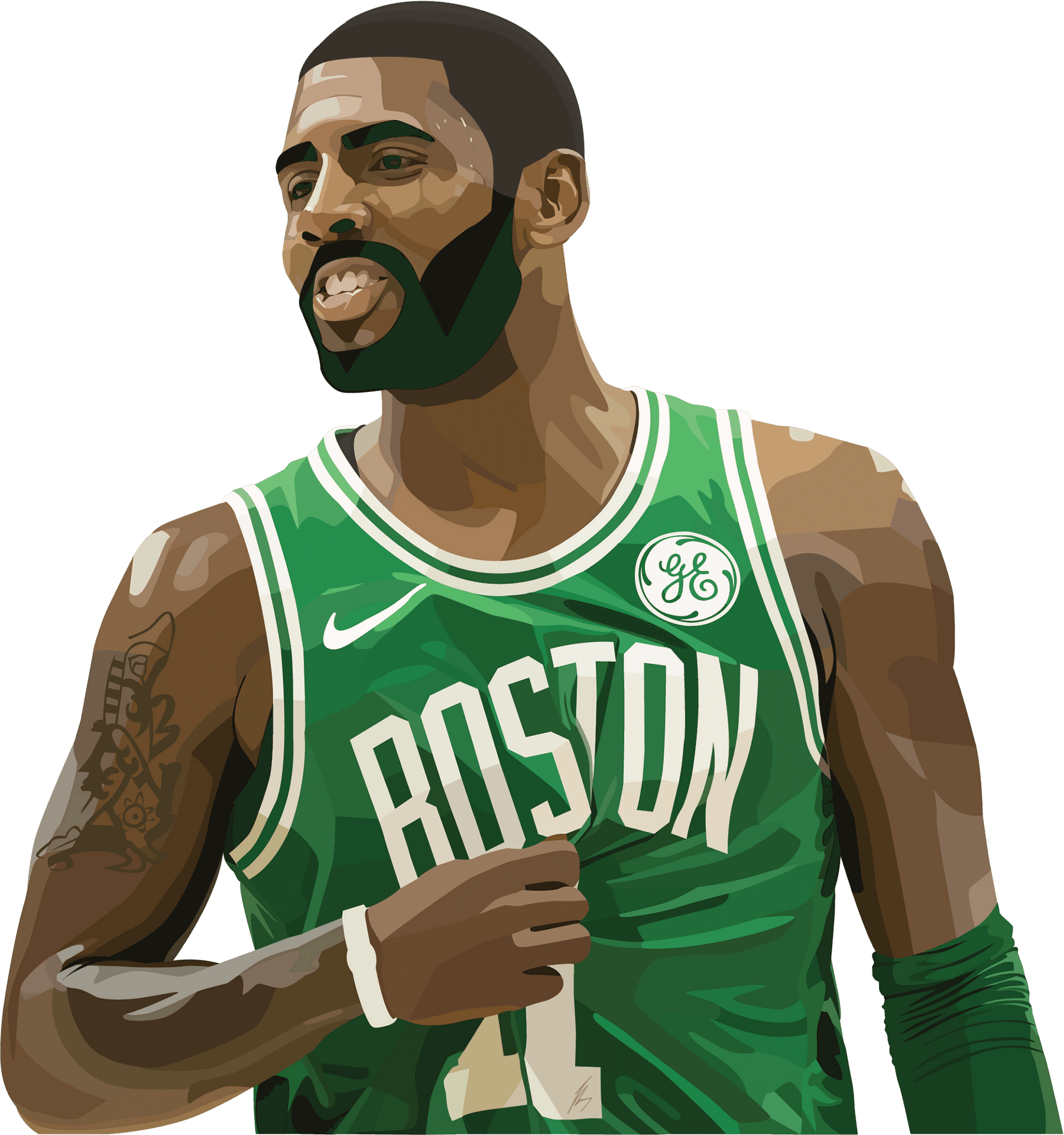 Boston Basketball Player Illustration PNG