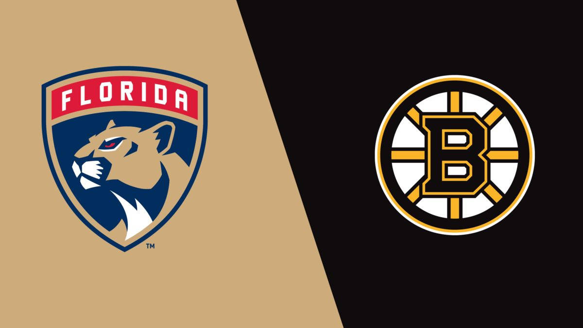 Bostonbruins Logo Gegen Florida Panthers Wallpaper