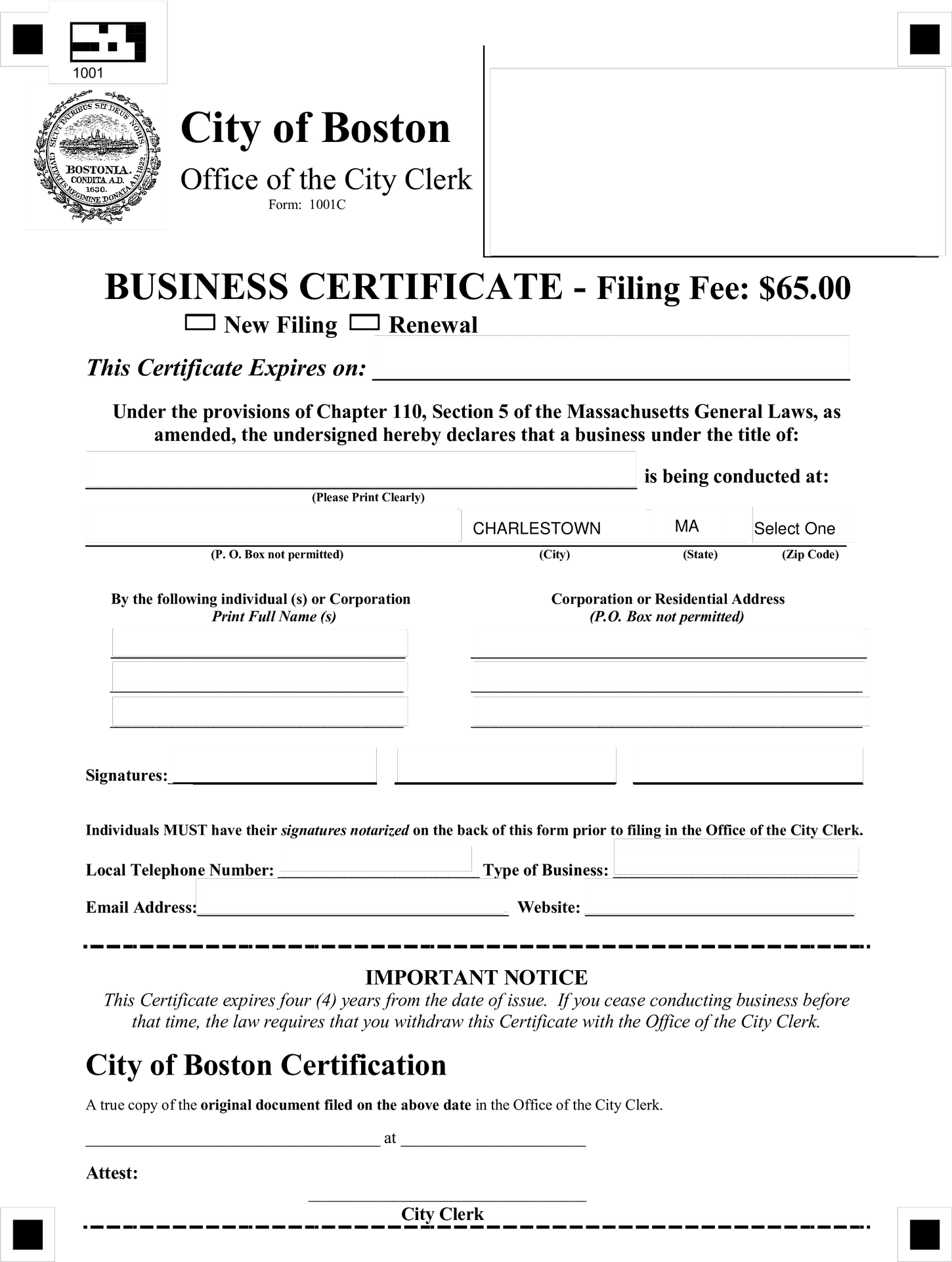 Boston Business Certificate Template PNG