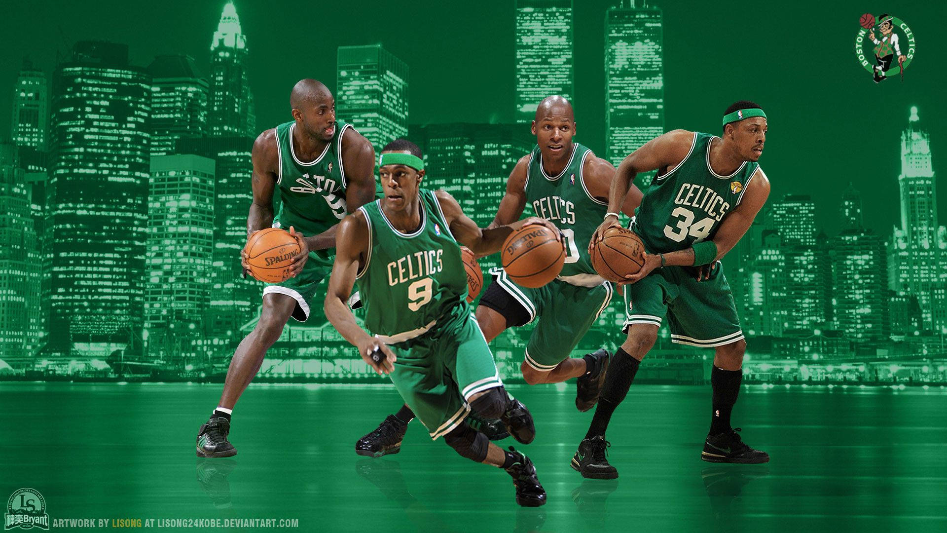 Boston Celtics Popular Team Players Wallpaper