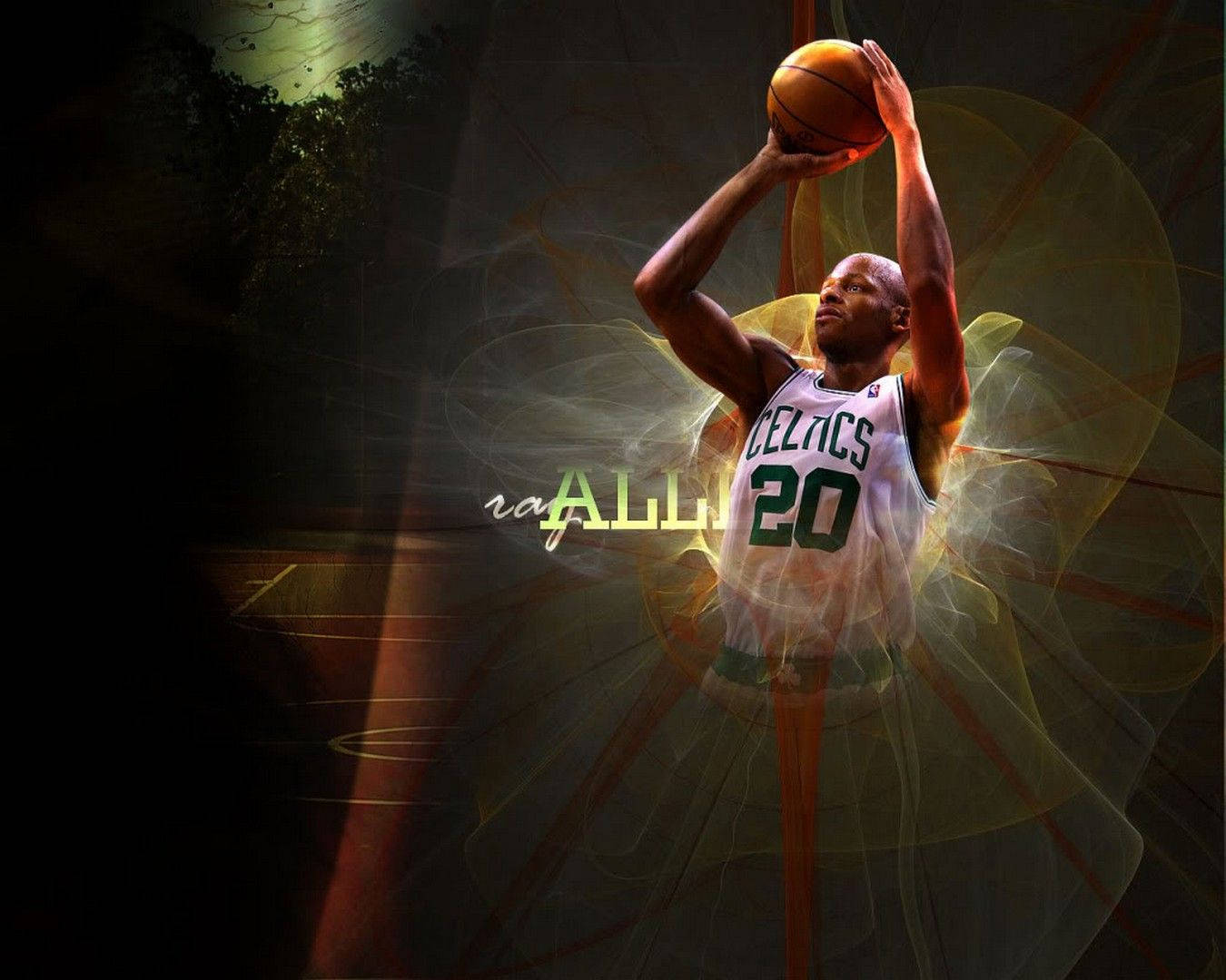 Boston Celtics Ray Allen Three Points Shoot Wallpaper