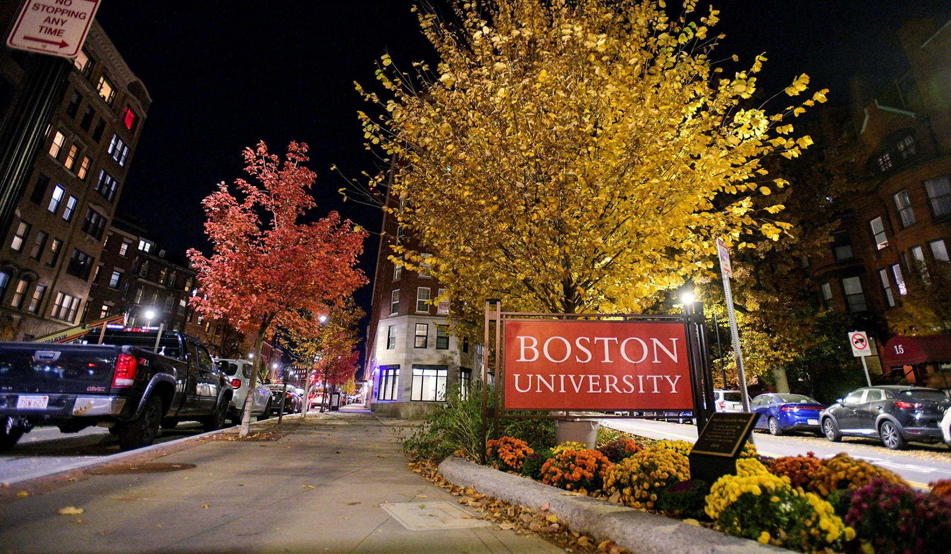 Boston University Signage At Night Wallpaper