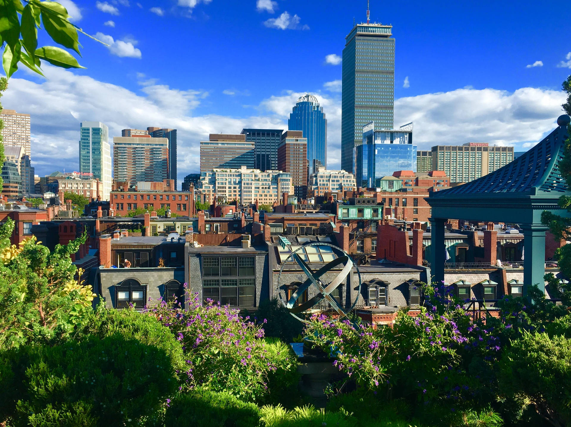 Boston View On Garden Rooftop Wallpaper