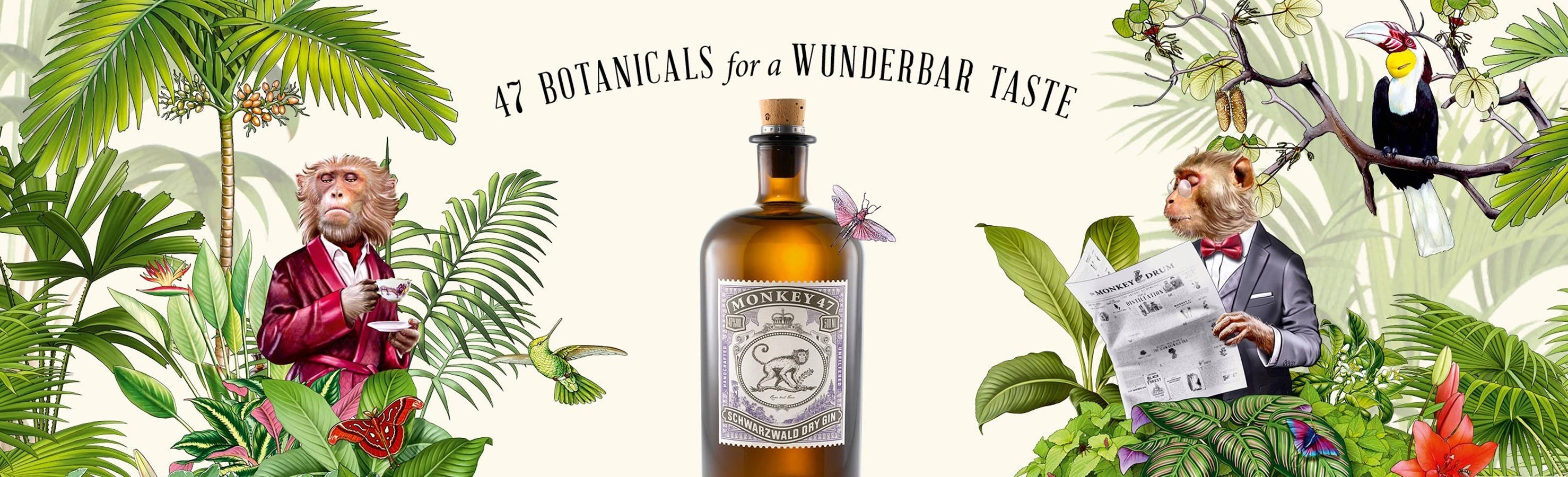 Botanical Ad Monkey 47 Gin Wallpaper