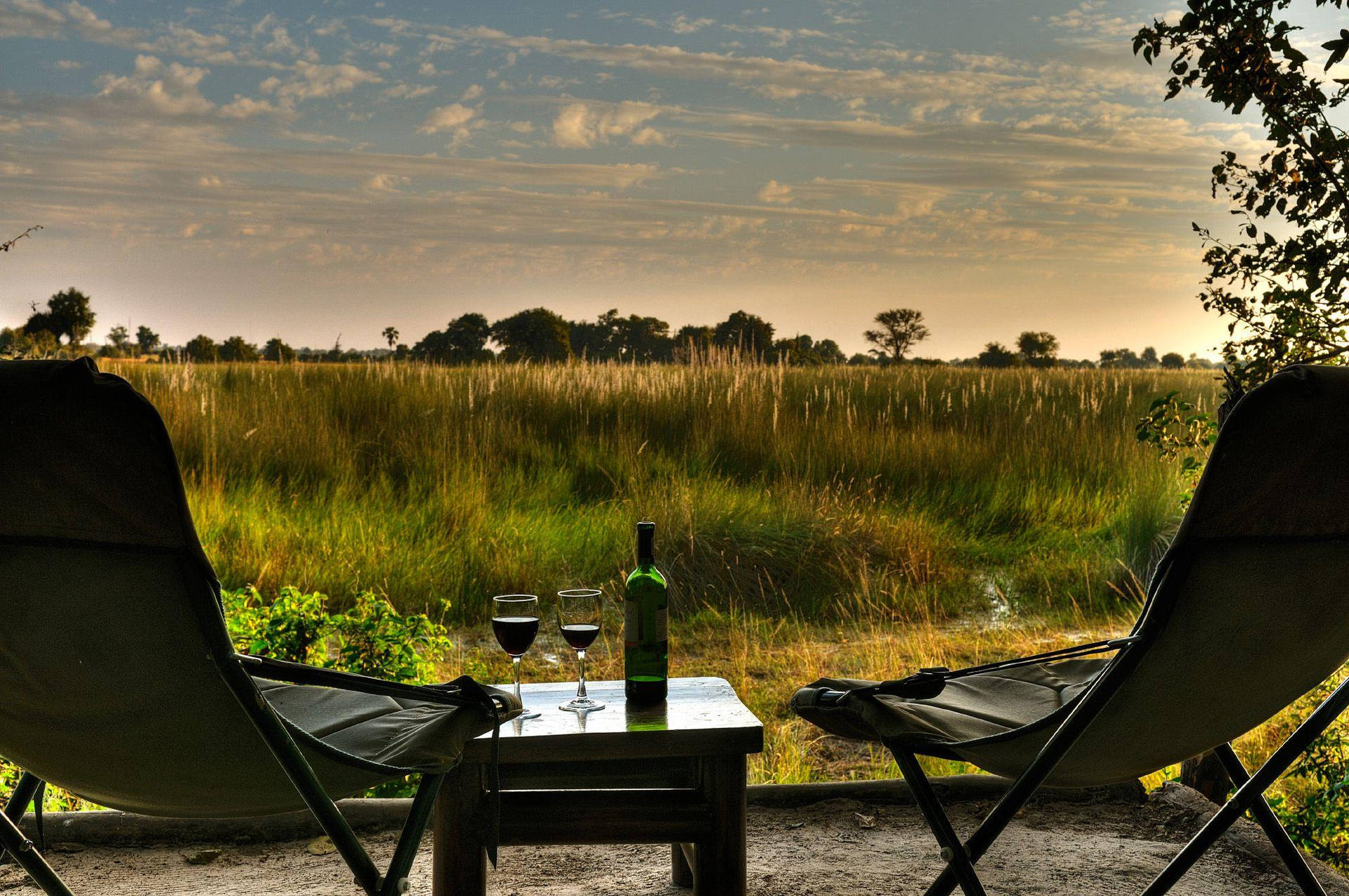 Botswana Camping Sunrise View Sfondo