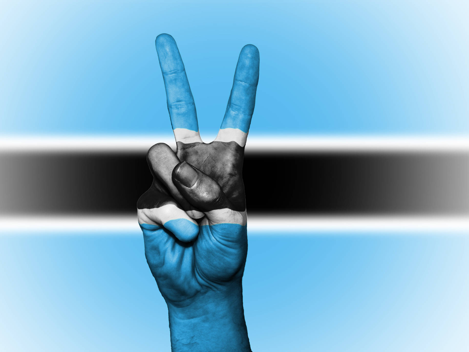 Banderade Botswana Con El Símbolo De La Paz. Fondo de pantalla