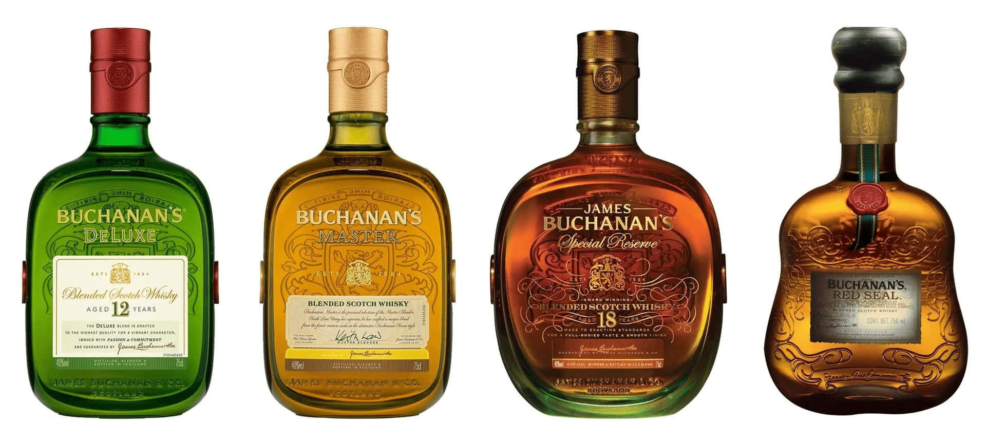 Bottle Collection Of Buchanan's Blended Whiskey Wallpaper