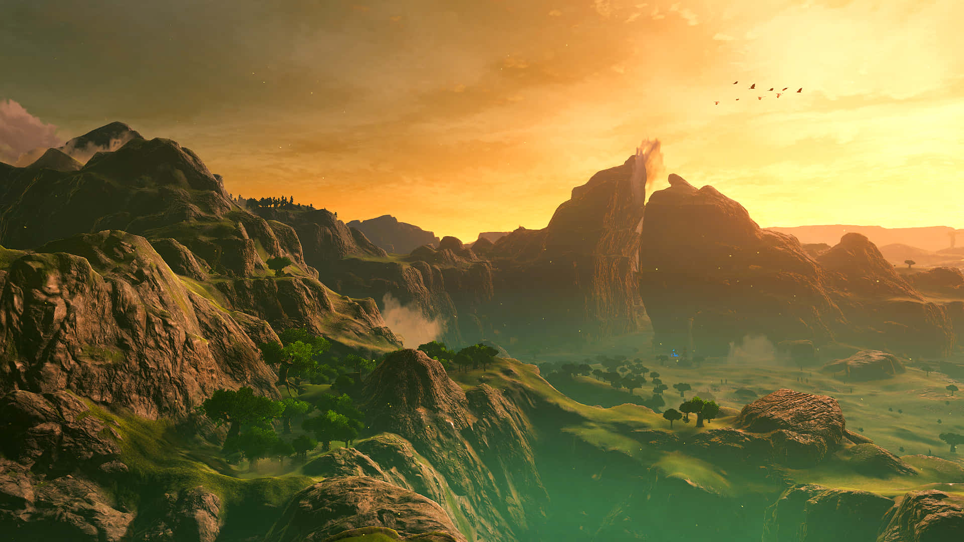 Epic view of a mystical landscape in Breath of the Wild