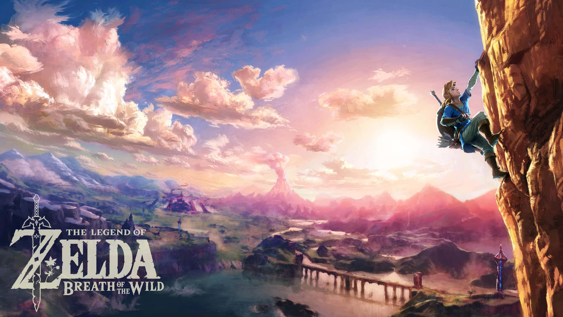 Stunning panoramic view of BotW landscape with a magical sky