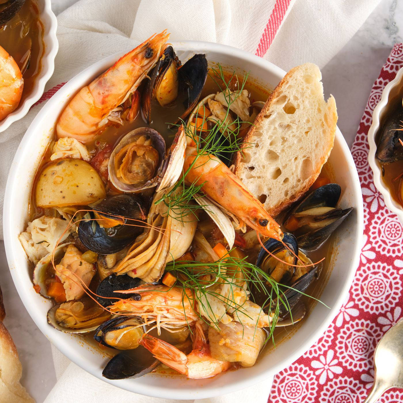 Download Bouillabaisse French Meal On Festive Tablecloth Wallpaper ...