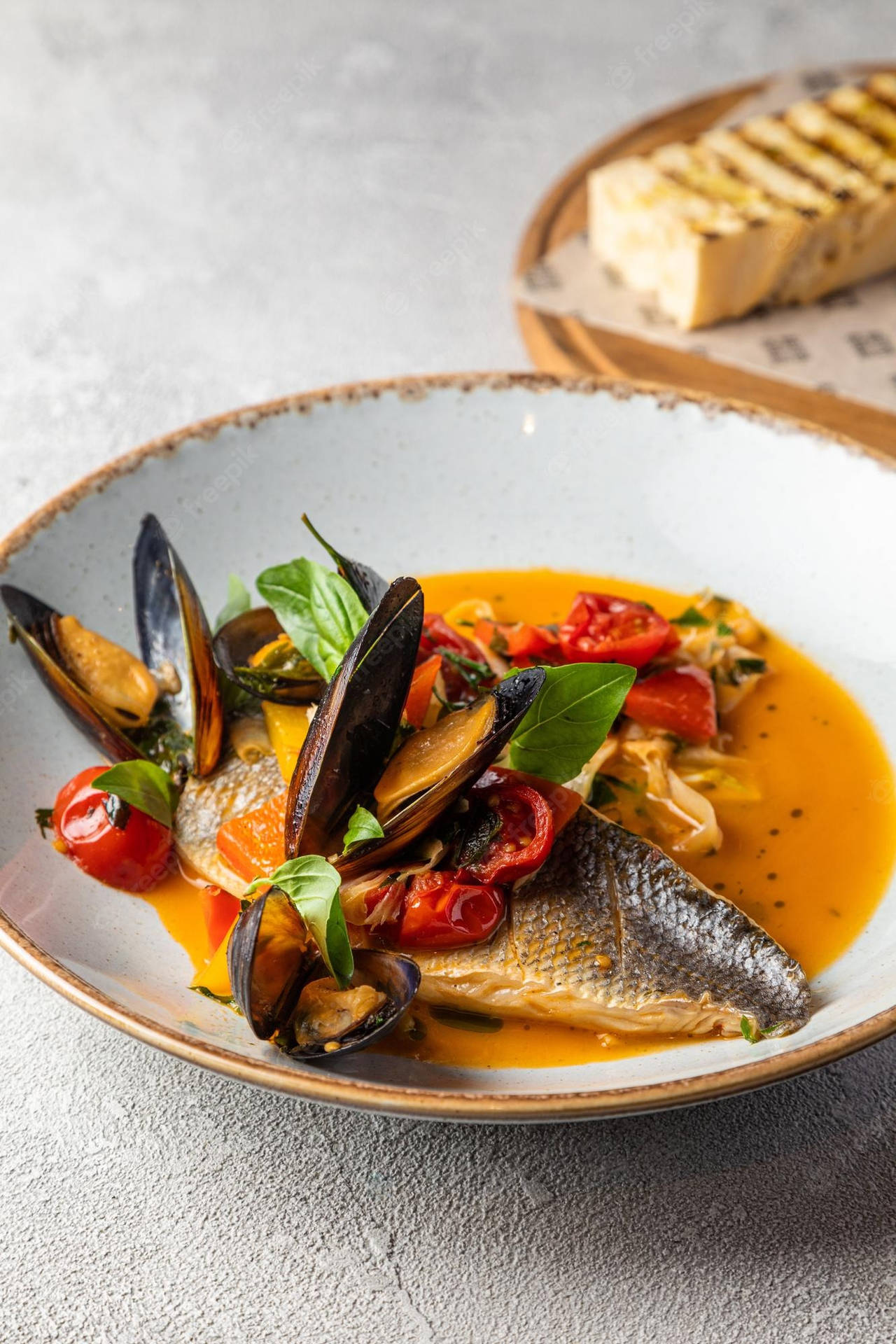 Bouillabaisse Seafood Dish With Cheese Wallpaper