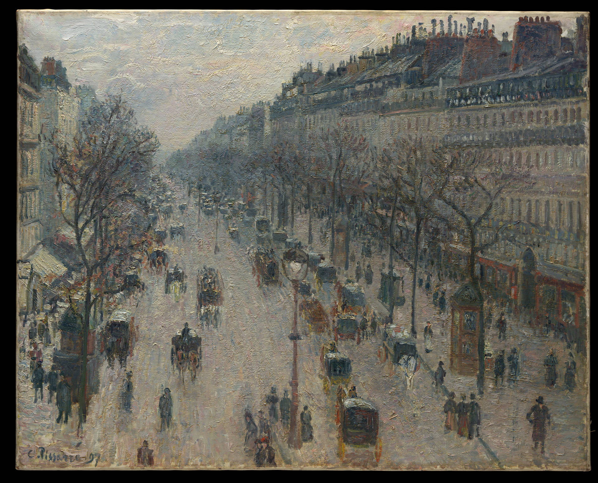 Boulevard Montmartre Morning Impressionist Art Wallpaper