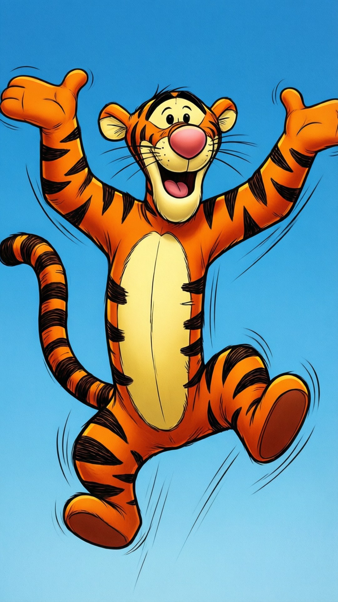 Tigger in mid-bounce, full of energy, perfect for fans of the lively character.