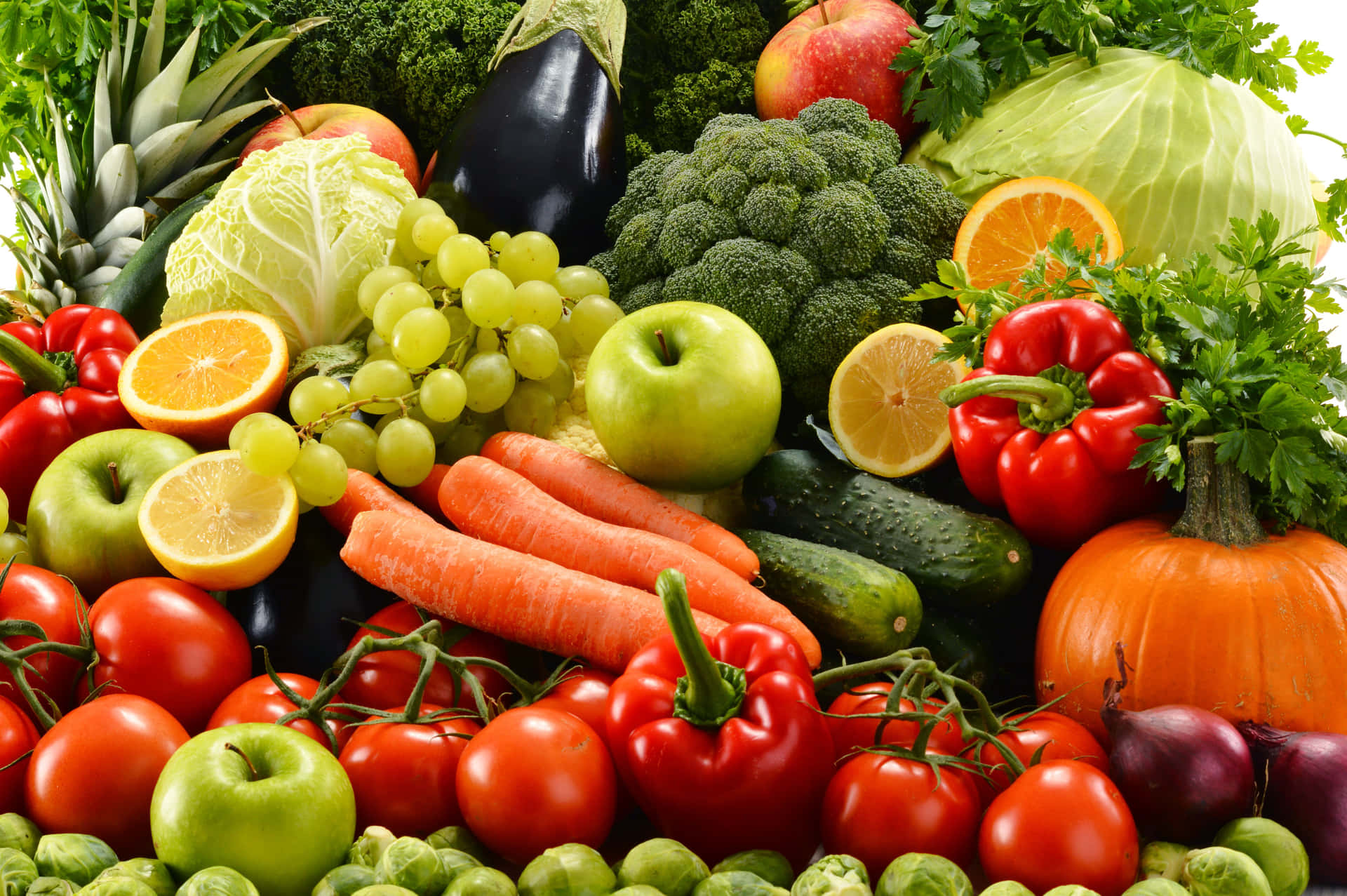 Bountiful Fruits And Vegetables Collection Wallpaper