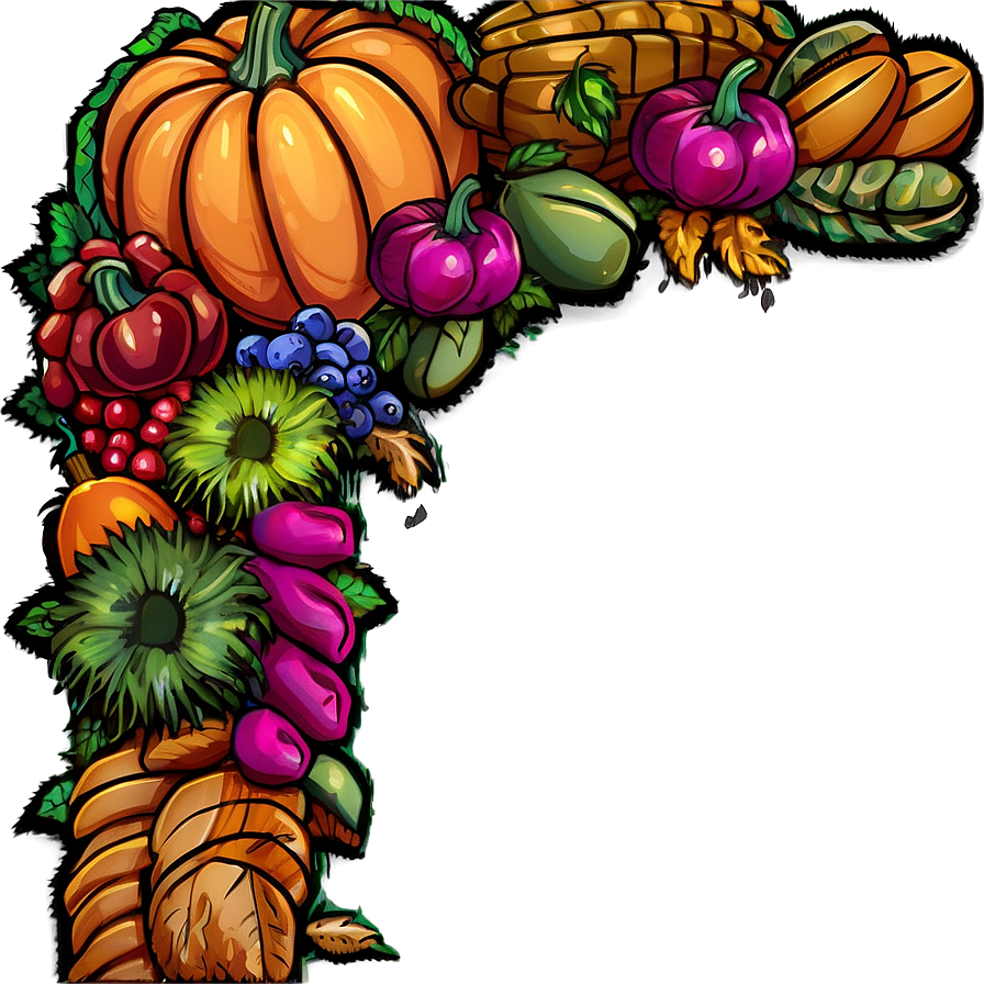 Bountiful Harvest Thanksgiving Border Png Xje63 PNG