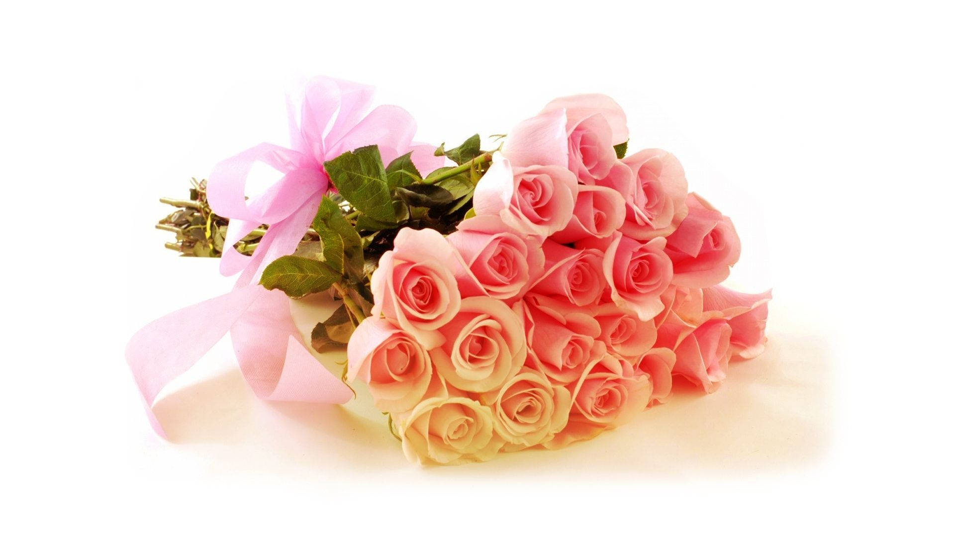 Bouquet Gradient Pink Roses Wallpaper