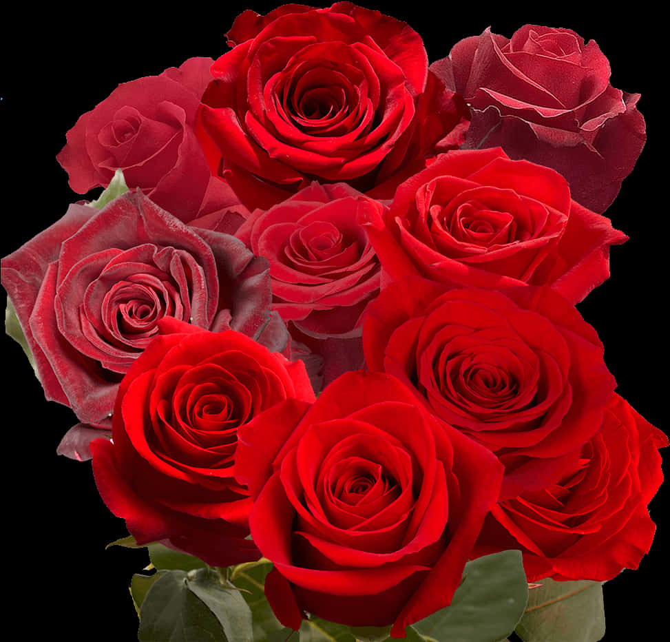 Bouquet_of_ Red_ Roses_ Black_ Background.jpg PNG