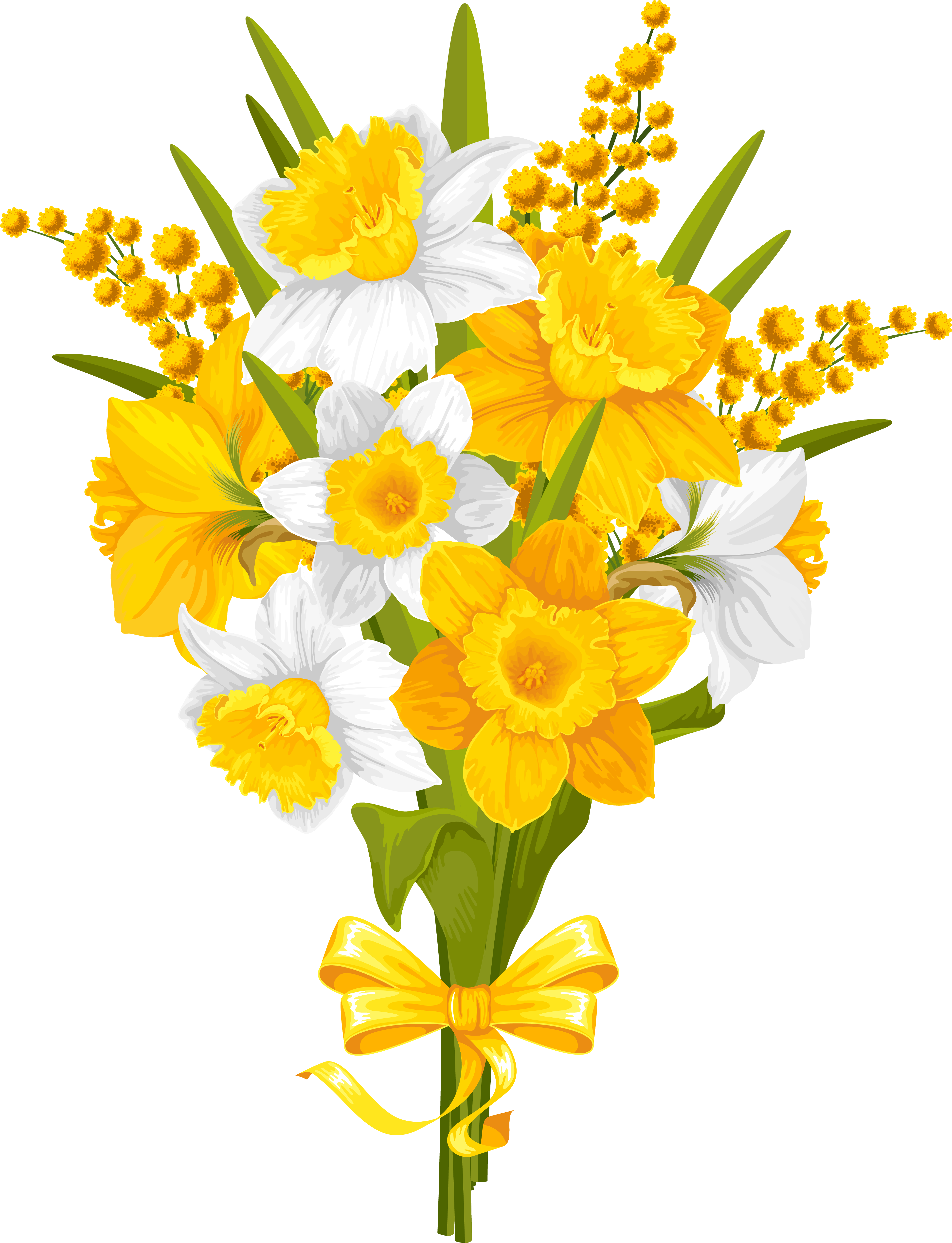 Bouquet_of_ Yellow_and_ White_ Daffodils PNG