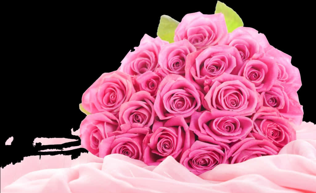 Bouquetof Pink Roseson Black Background PNG