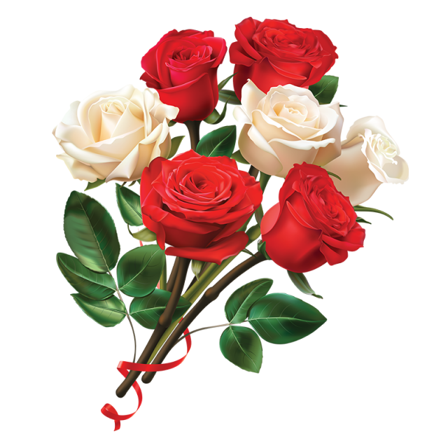 Bouquetof Redand White Roses PNG