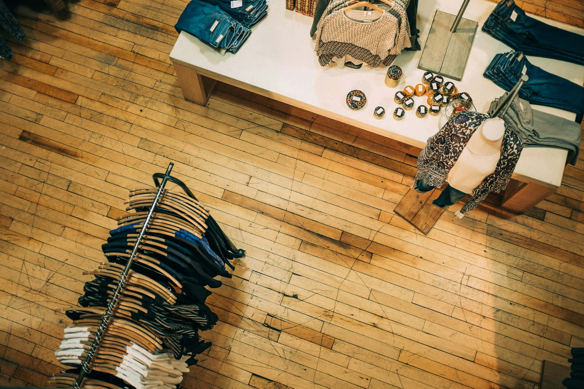 Boutique Clothing Display From Above.jpg Wallpaper