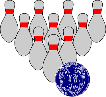 Bowling Pinsand Ball Illustration PNG