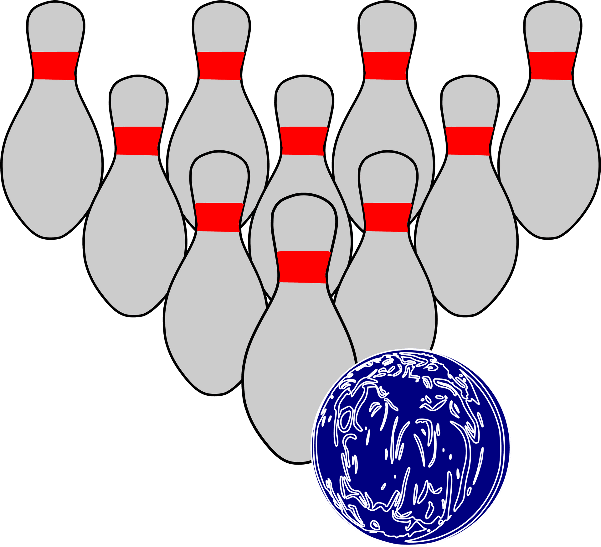 Bowling Pinsand Ball Illustration PNG