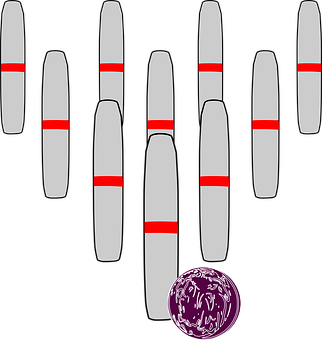 Bowling Pinsand Ball Setup PNG