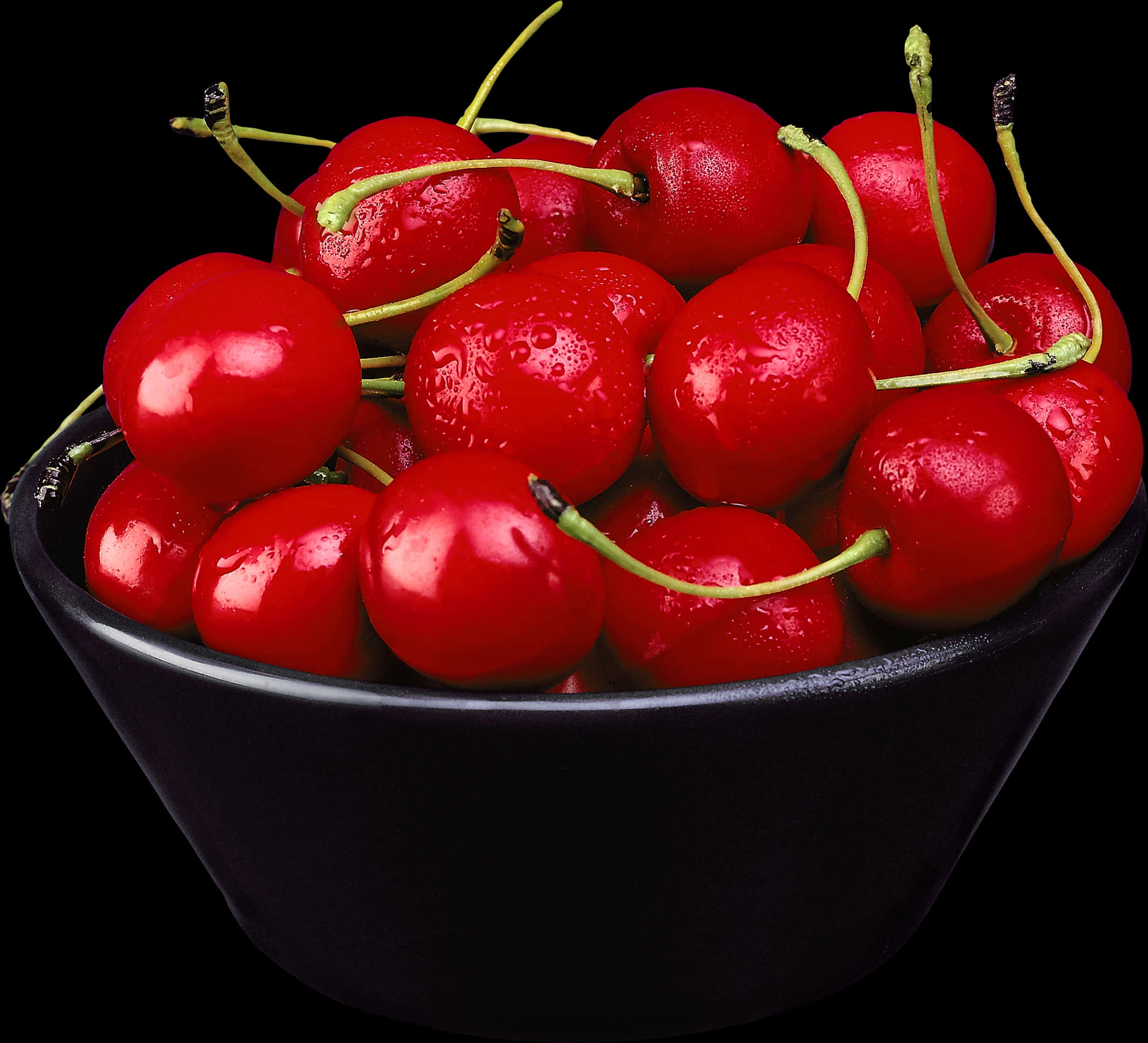 Bowlof Fresh Cherries Black Background PNG